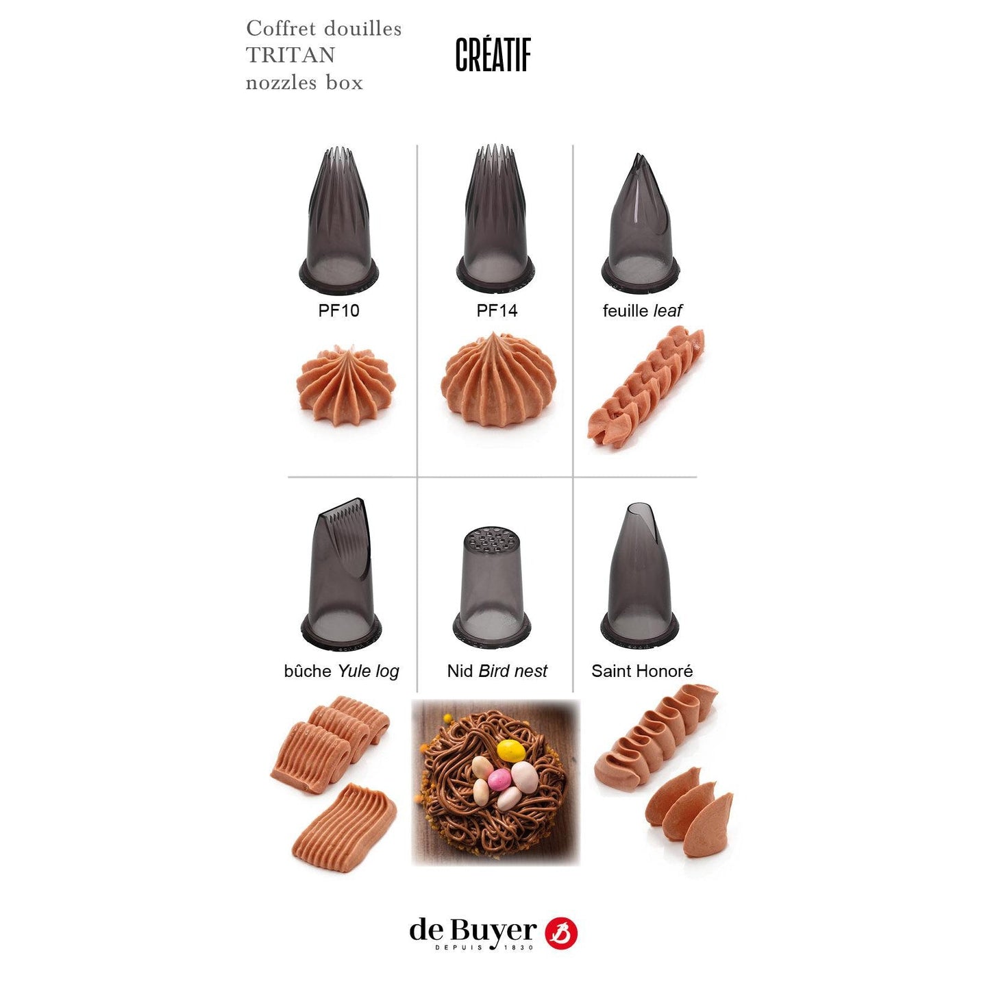 De Buyer Tritan Creative Nozzle Set With Holder - 6 Piece Set - HAUSwares