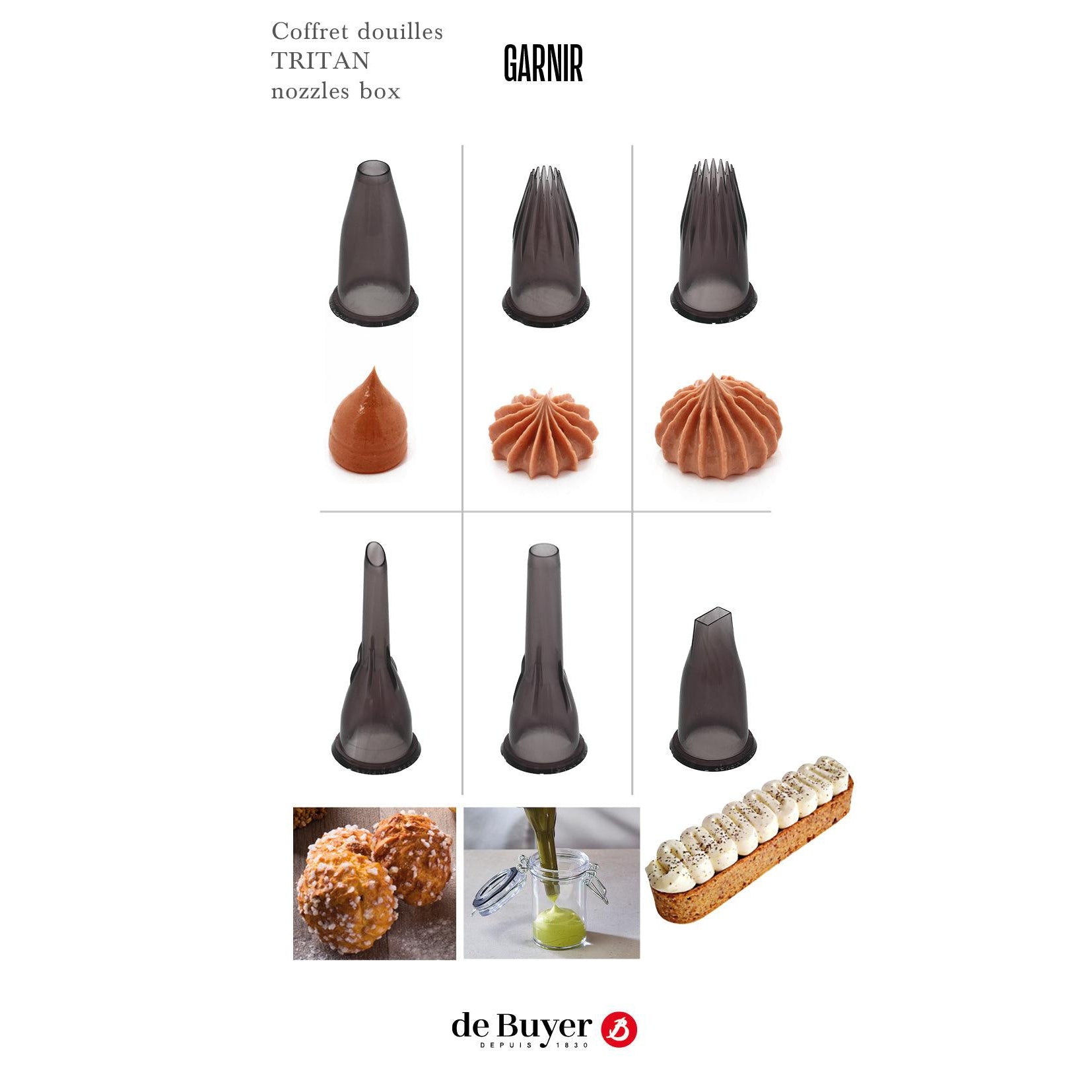 De Buyer Tritan Filling Nozzle Set With Holder - 6 Piece Set - HAUSwares