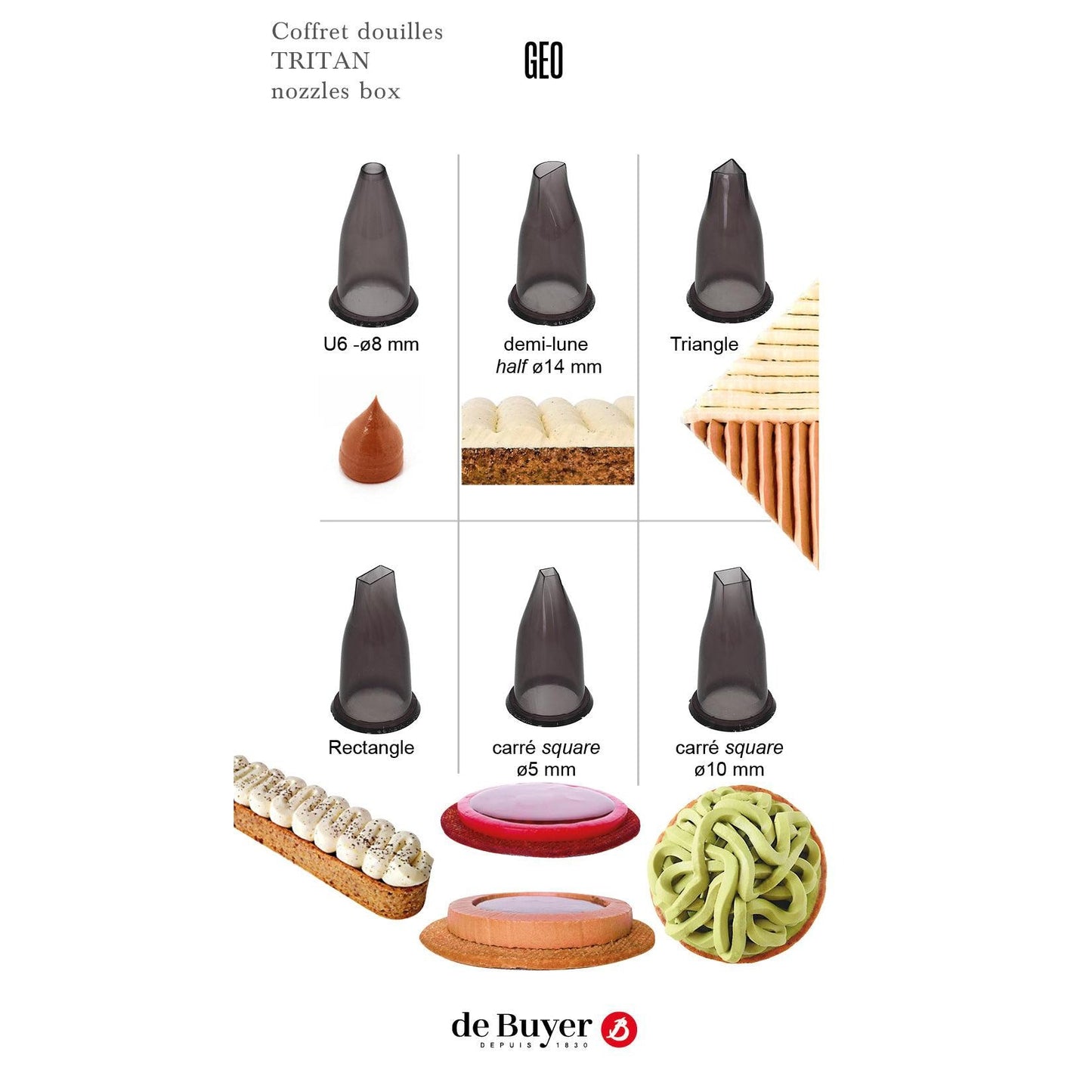 De Buyer Tritan Geo Nozzle Set With Holder - 6 Piece Set - HAUSwares