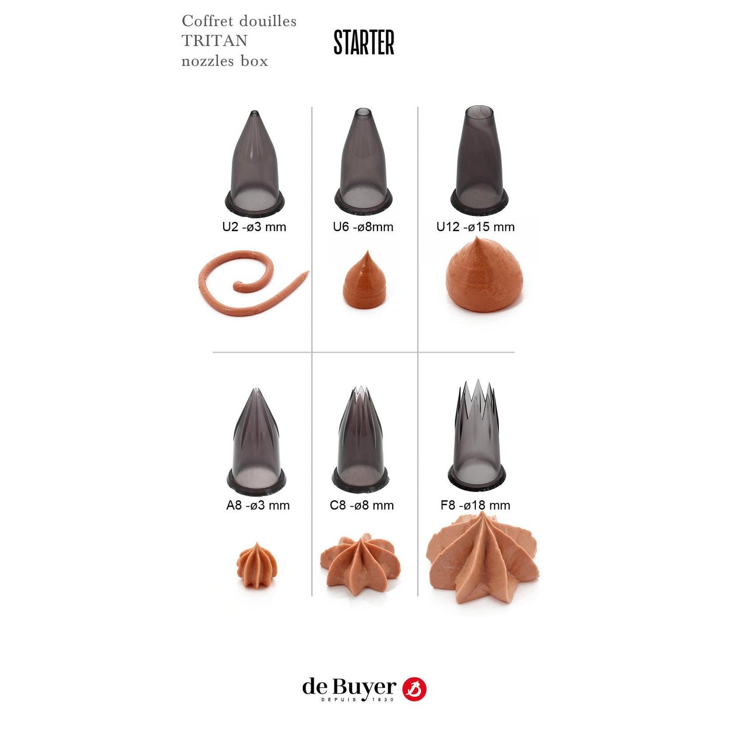 De Buyer Tritan Starter Nozzle Set With Holder - 6 Piece Set - HAUSwares